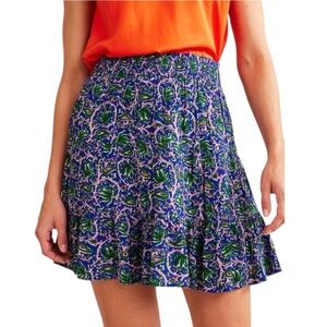 Boden Crinkle Blue Wave Botanical Vine Tiered Mini Skirt - 12